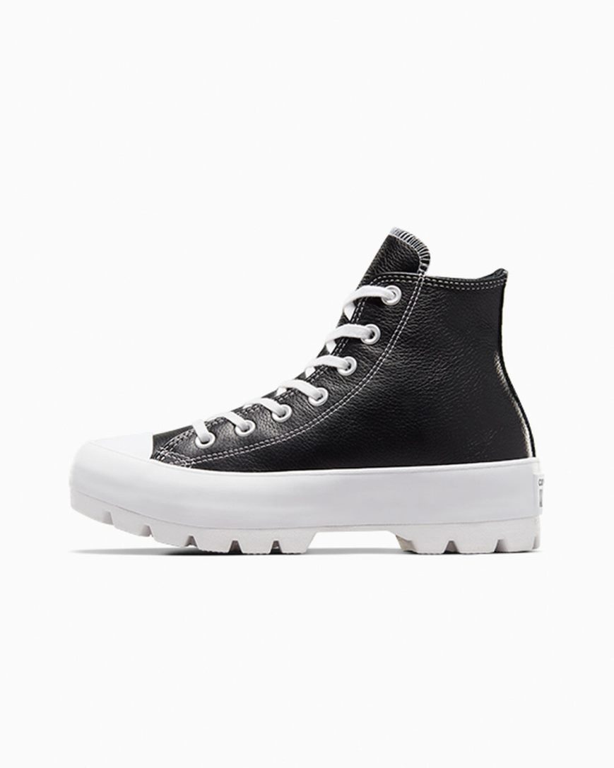 Dámské Boty Vysoké Converse Chuck Taylor All Star Lugged Læder Černé Bílé | CZ X31UF79